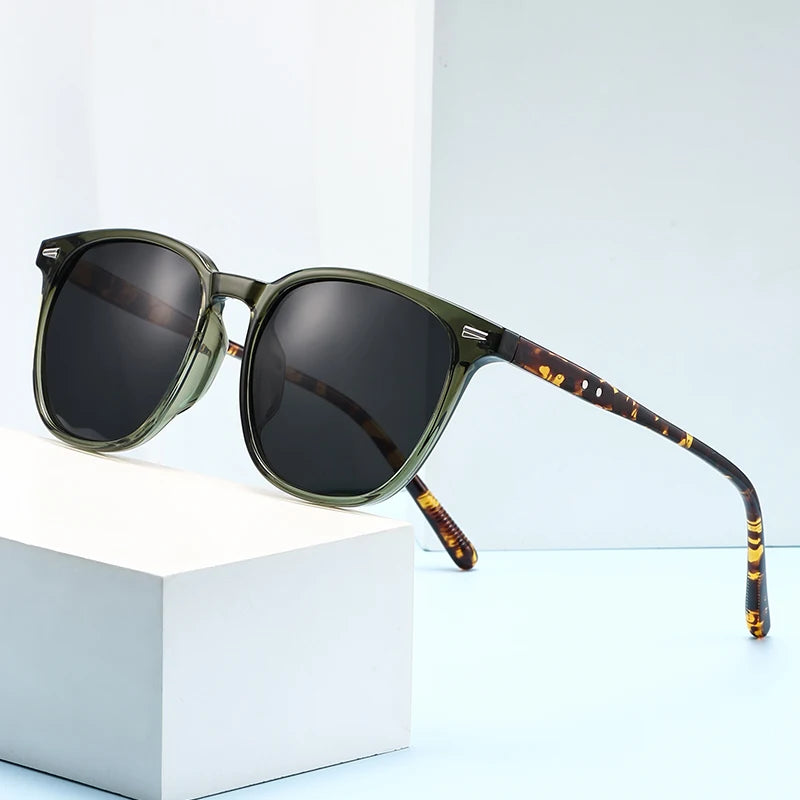 Retro Slim Square UV400 Sunglasses – Green
