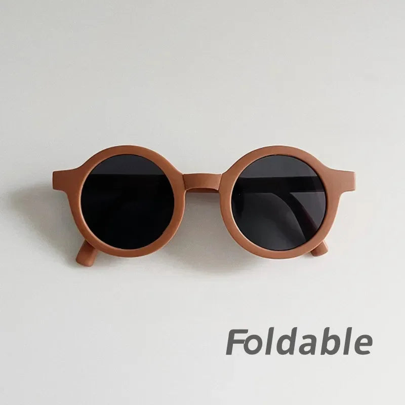 Foldable Kids’ Oval UV400 Sunglasses-Dark Orange