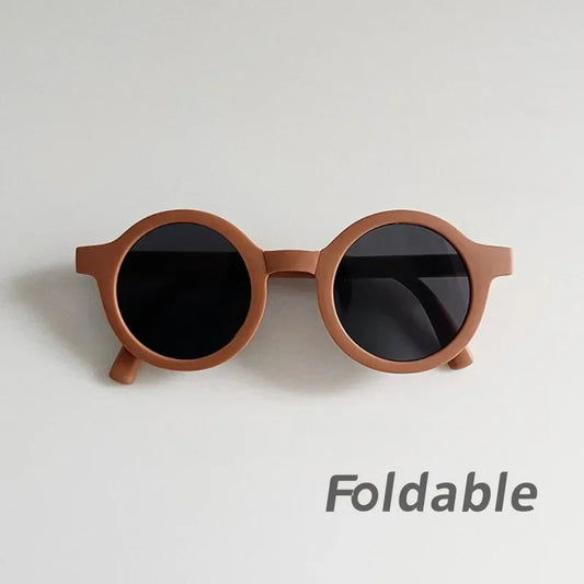 Foldable Kids’ Oval UV400 Sunglasses-Dark Orange