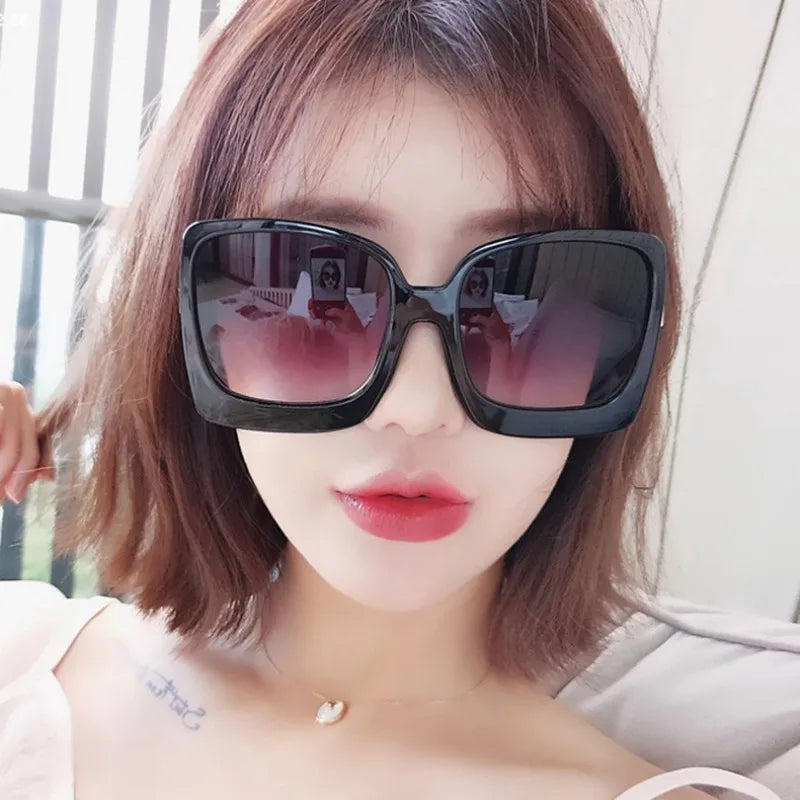 Big Frame Oversized Square Sunglasses-Black