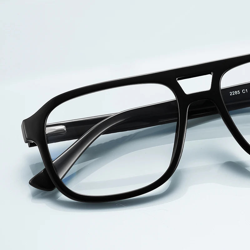 Men’s Classic Square Full-Rim Glasses-Brown