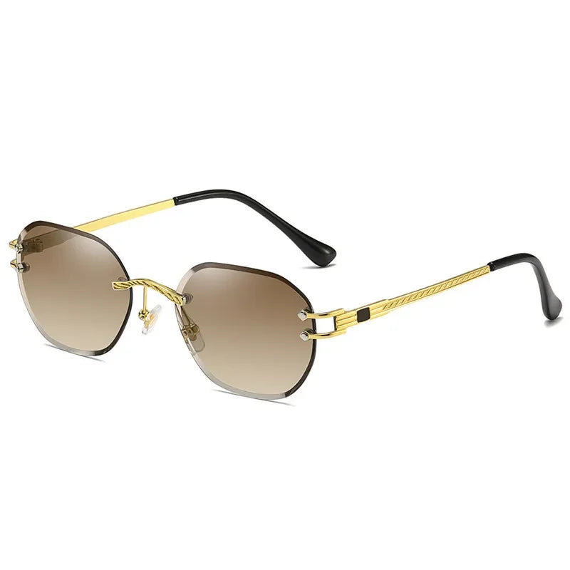 Blue Rimless Square Sunglasses