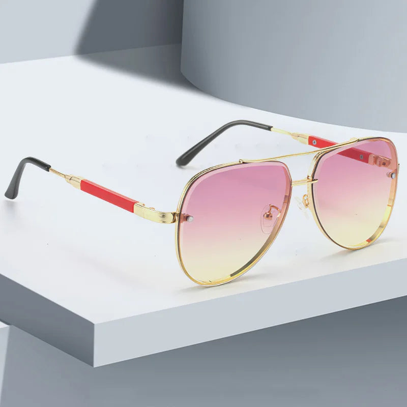 Gold-Trim Square Sunglasses