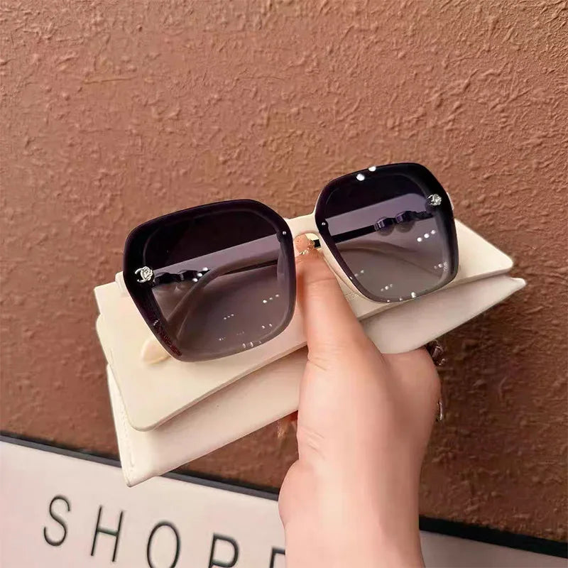 Oversized Square Sunglasses with Pearl Detail
