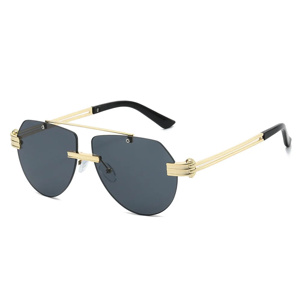 Rimless Double-Bridge Pilot Sunglasses