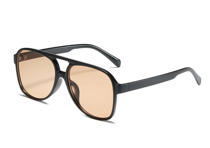 Double-Bridge Acetate Pilot Sunglasses