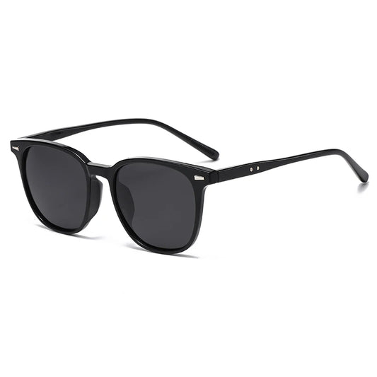 Retro Slim Square UV400 Sunglasses – Black