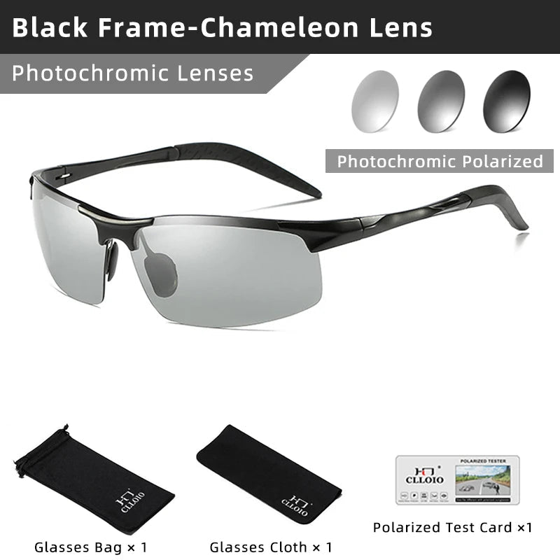 CLLOIO Aluminum-Magnesium Photochromic UV400 Driving Sunglasses