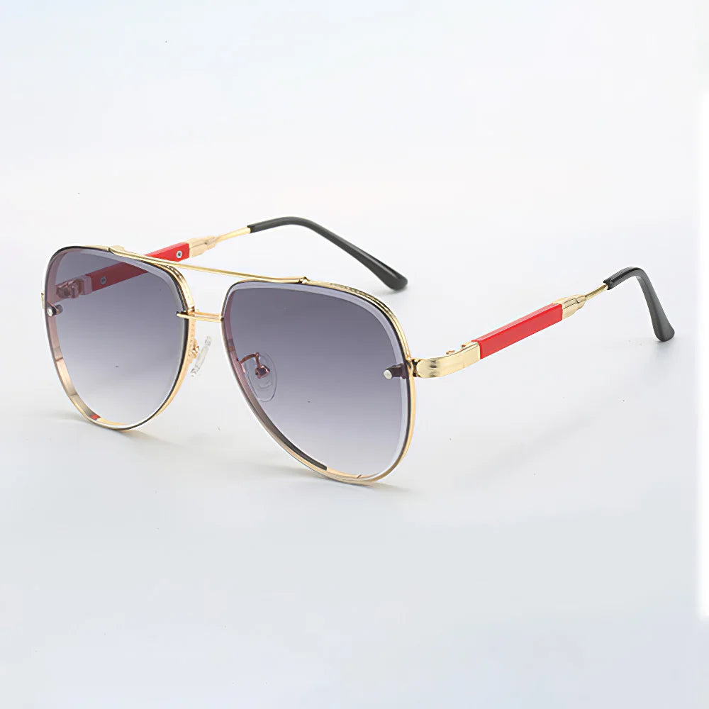 Gold-Trim Square Sunglasses