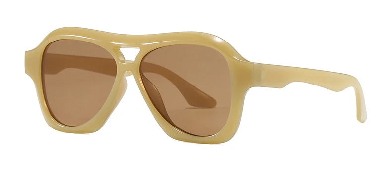 Oversized Double-Bridge Pilot Sunglasses