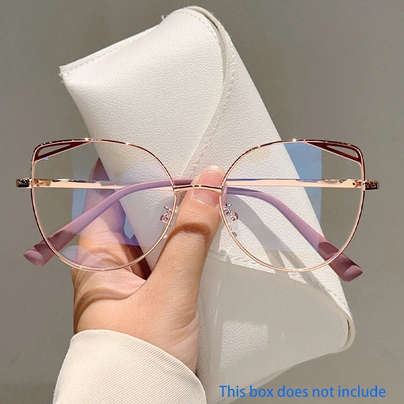 Oversized Metal-Rim Cat-Eye Glasses