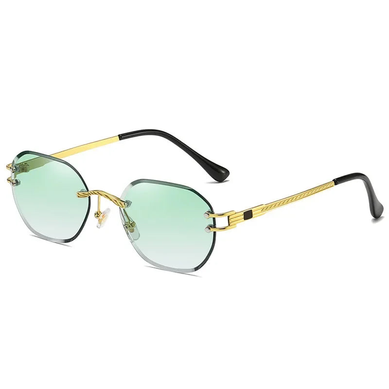 Blue Rimless Square Sunglasses