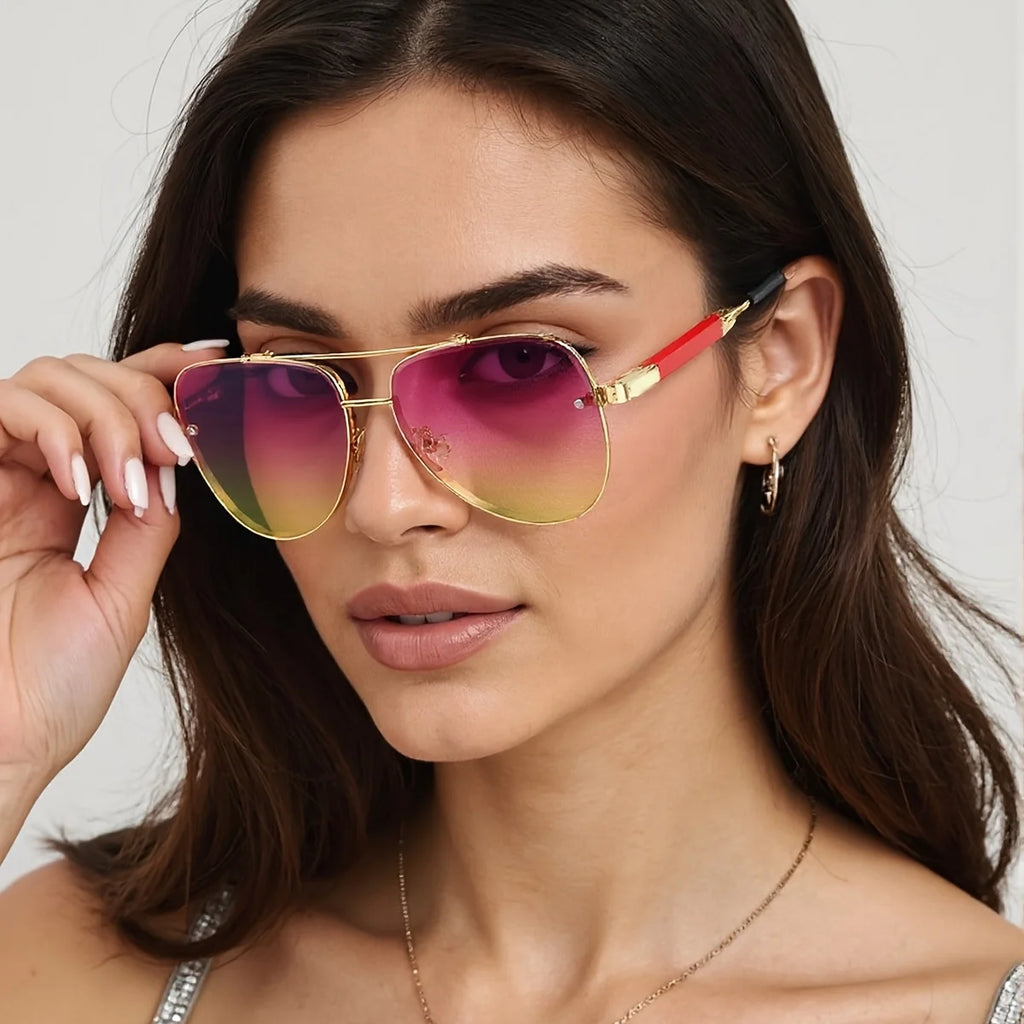 Gold-Trim Square Sunglasses