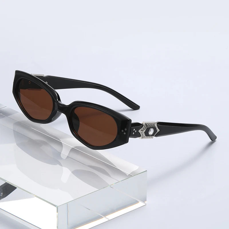 Diamond-Detail Slim Cat-Eye Sunglasses