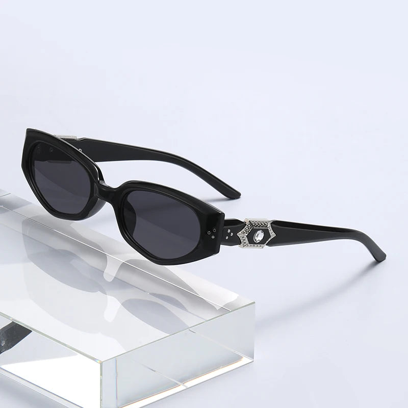 Diamond-Detail Slim Cat-Eye Sunglasses