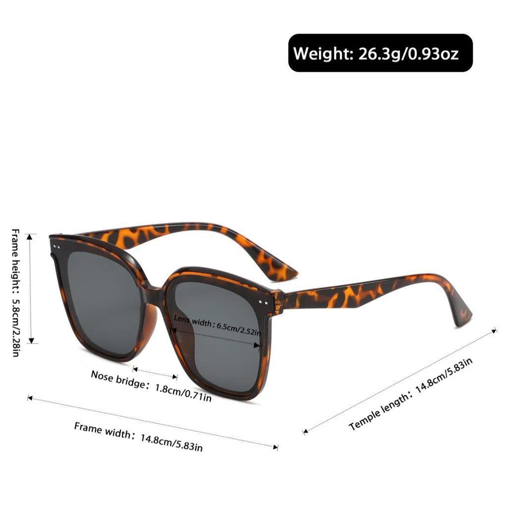 Retro Square Anti-Reflective UV400 Sunglasses-Leopard Turtle