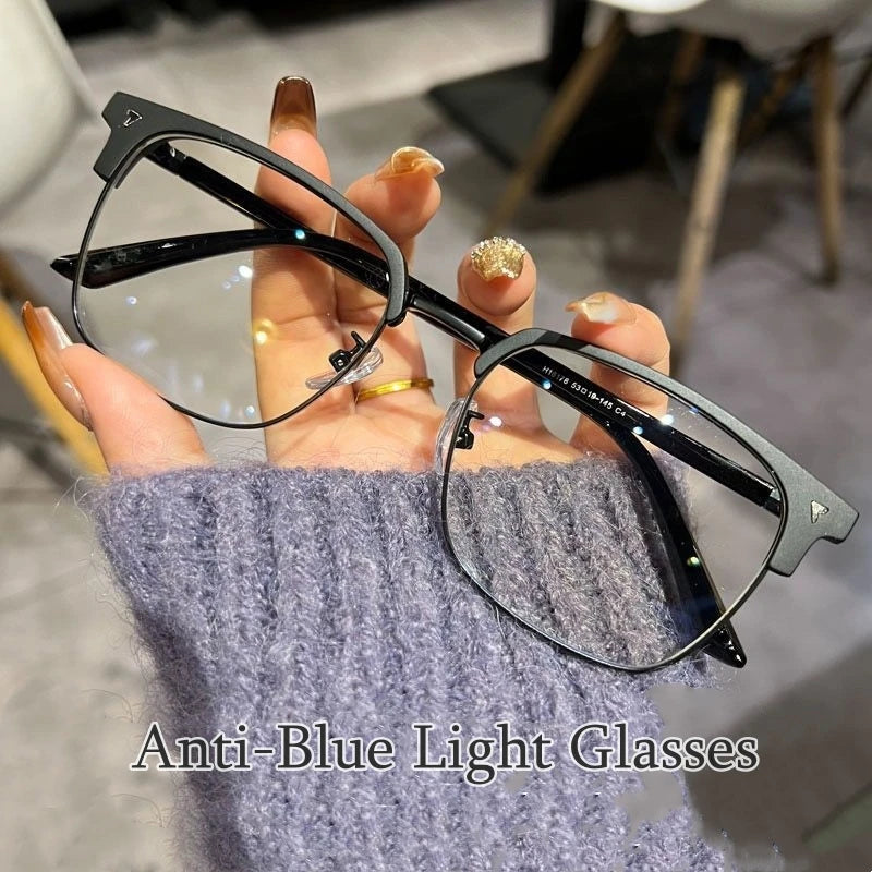 Retro Half-Frame Blue-Light Glasses