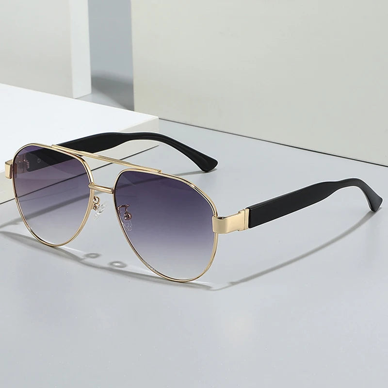 Retro Double-Bridge Pilot Sunglasses