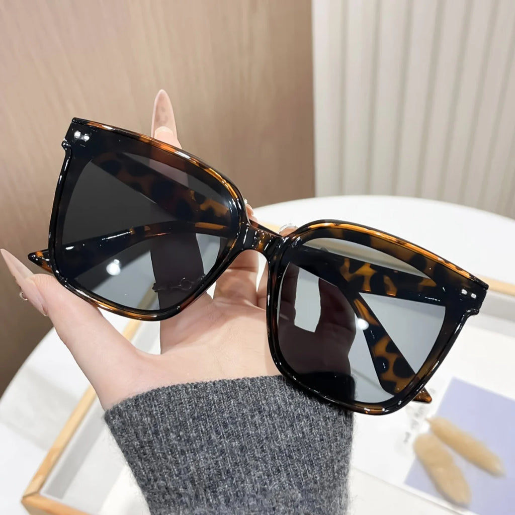 Retro Square Anti-Reflective UV400 Sunglasses-Leopard/Grey