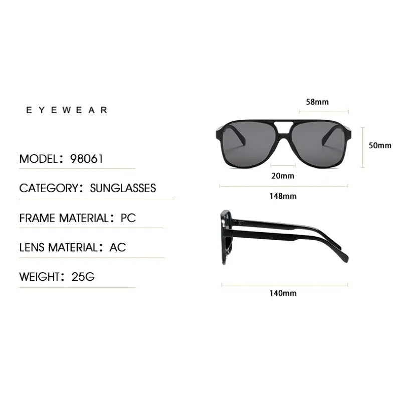 Double-Bridge Acetate Pilot Sunglasses