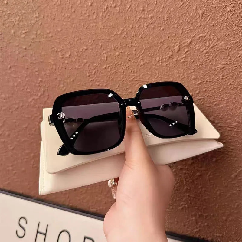 Oversized Square Sunglasses with Pearl Detail