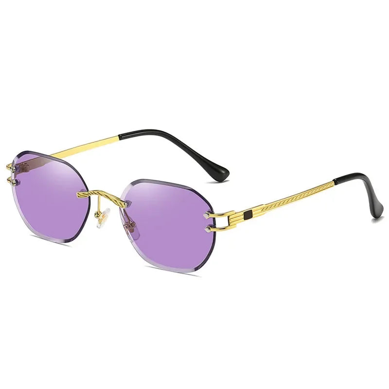 Blue Rimless Square Sunglasses