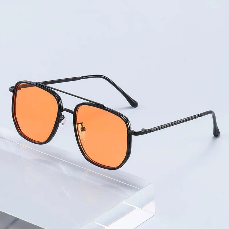 Retro Double-Bar Square Sunglasses
