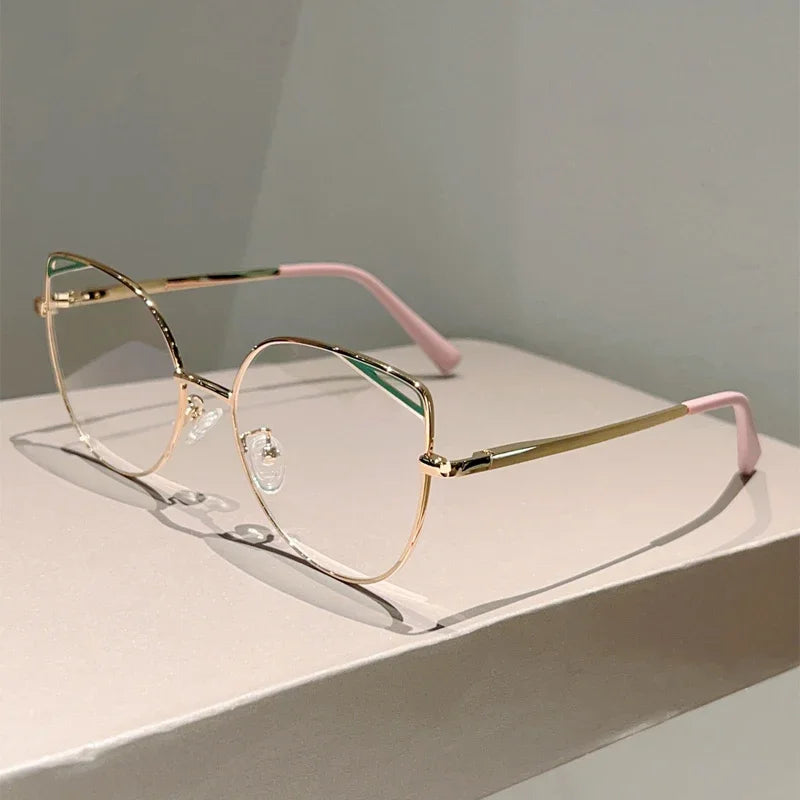 Oversized Metal-Rim Cat-Eye Glasses