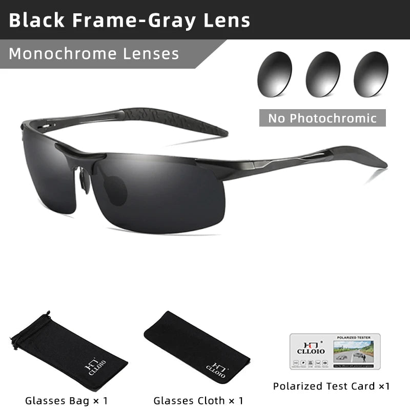 CLLOIO Aluminum-Magnesium Photochromic UV400 Driving Sunglasses