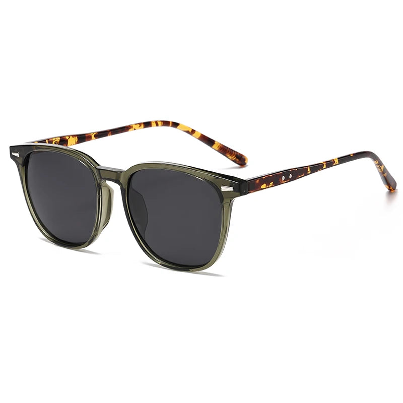 Retro Slim Square UV400 Sunglasses – Green