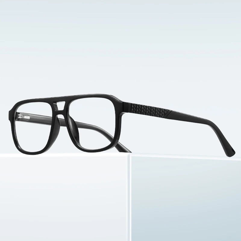 Men’s Classic Square Full-Rim Glasses-Brown