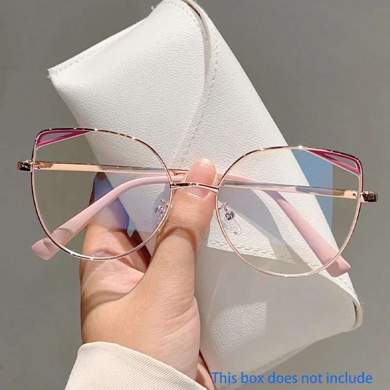 Oversized Metal-Rim Cat-Eye Glasses