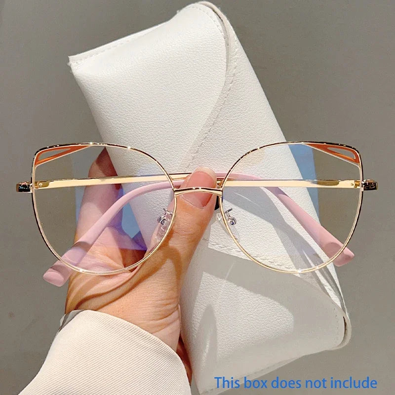 Oversized Metal-Rim Cat-Eye Glasses