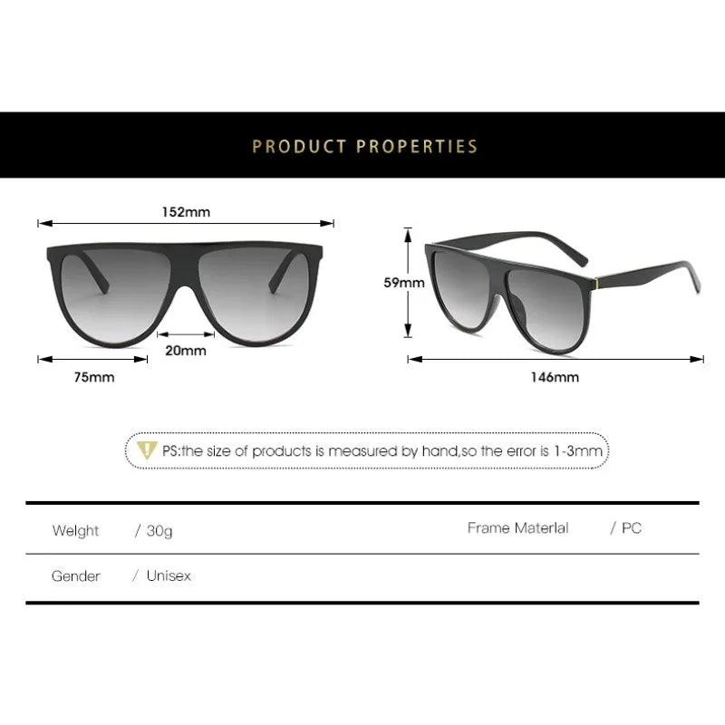 Oversized Flat-Top Shield Sunglasses