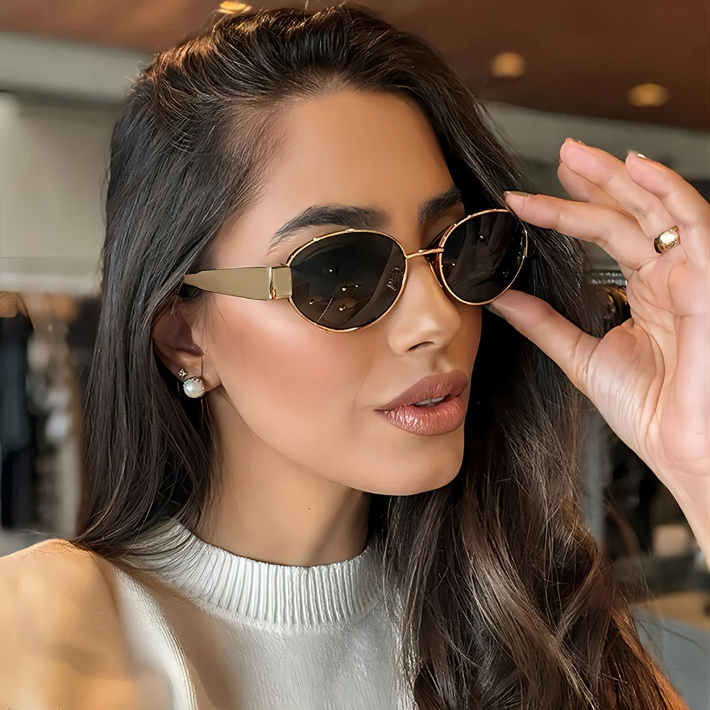 Classic Gold Oval Sunglasses