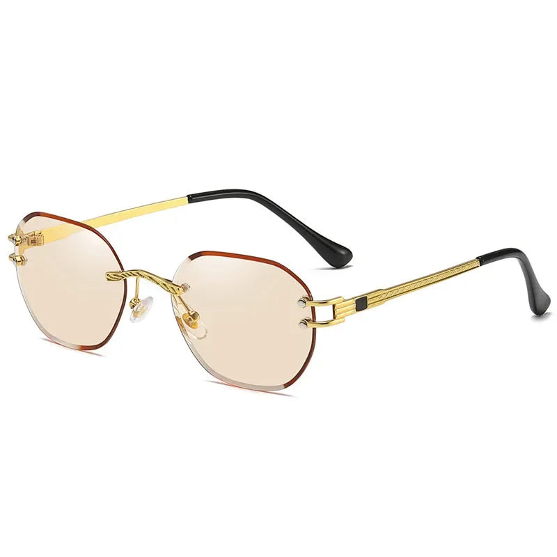 Blue Rimless Square Sunglasses