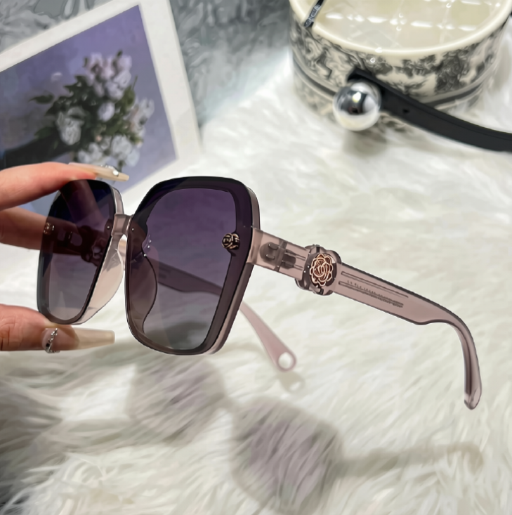 Oversized Square Sunglasses with Floral Detail